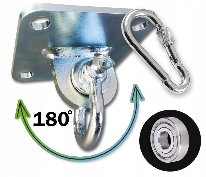 Mocowanie sufitowe z ŁOŻYSKIEM szeklą hak montażowy 180 stopni OCYNKOWANY