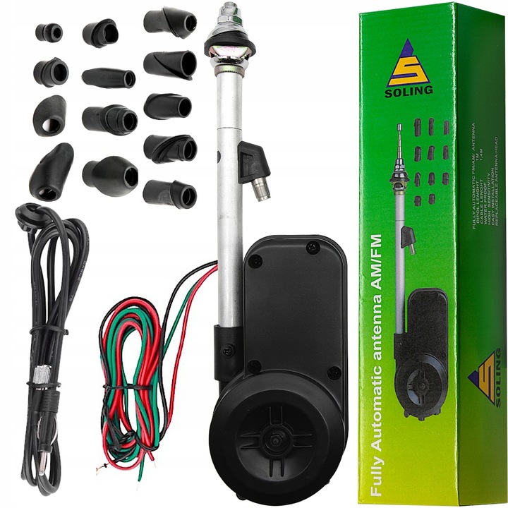ANTENA ELEKTRYCZNA WYSUWANA AUTOMAT 12V UNIWERSALNA GUMY 1M 100CM SZYBKA