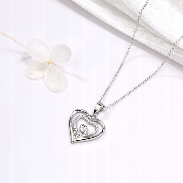 Srebrny łańcuszek komunijny naszyjnik medalik na komunię dla dziewczynki