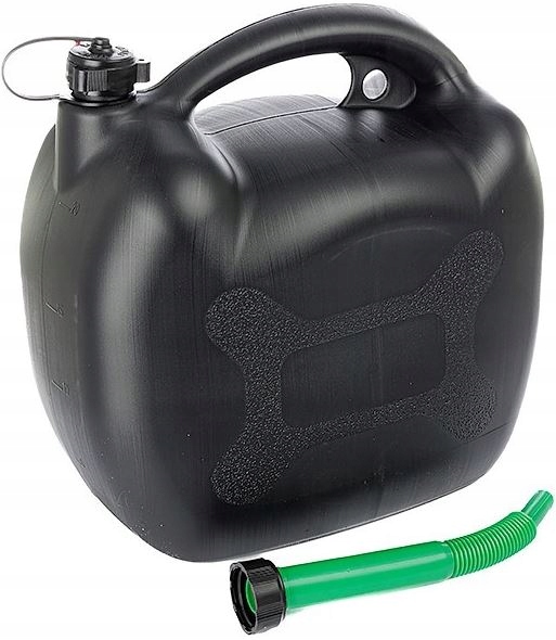 KANISTER PLASTIKOWY NA PALIWO OWALNY CZARNY Z LEJKIEM 20L