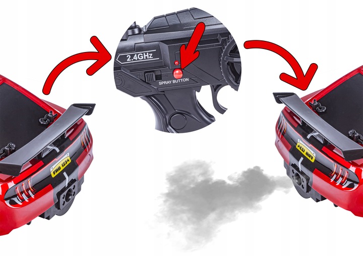 Auto ZDALNIE STEROWANY Samochód PILOT RC Sterowane do DRIFTU DYM NAPĘD 4x4