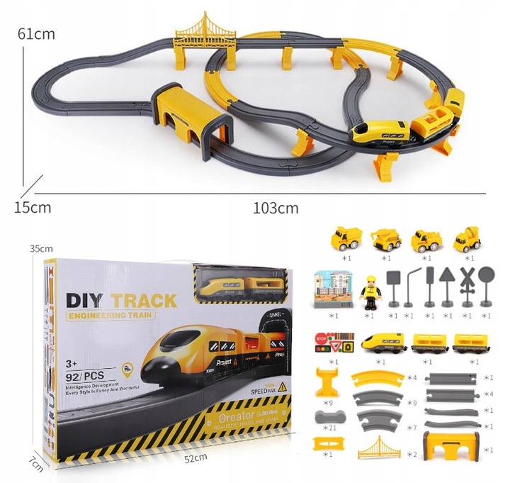 KOLEJKA ELEKTRYCZNA TUNEL MOST LOKOMOTYWA TORY 368