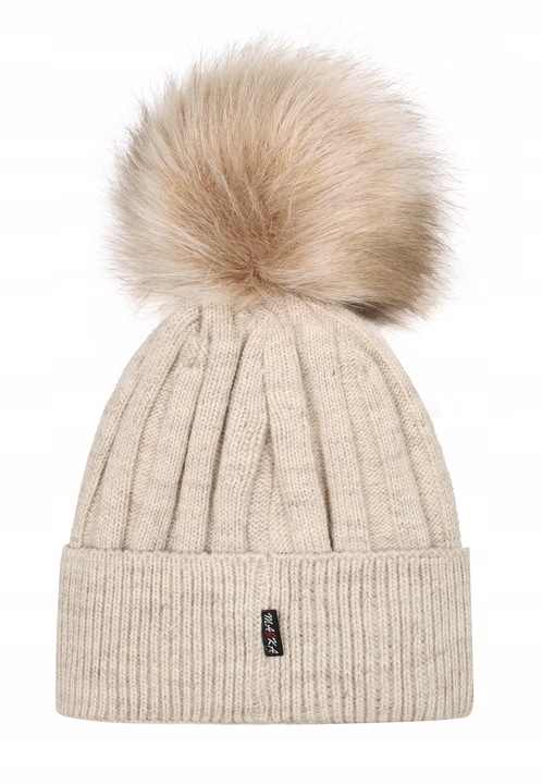 Majka Czapka Damska Z Pomponem Jesienna Zimowa