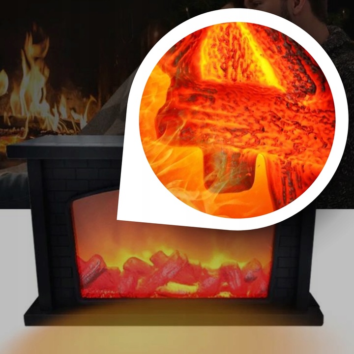 KOMINEK LED LAMPION Z OGNIEM RUCHOMY PŁOMIEŃ ELEKTRYCZNY DEKORACJA ŚWIĘTA