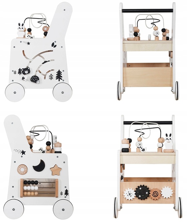 CHODZIK DREWNIANY PCHACZ KOSTKA EDUKACYJNA 6w1 SORTER LICZYDŁO STOLIK EDU