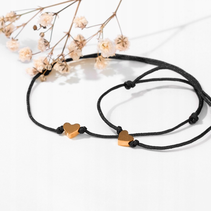 BRANSOLETKI BFF DLA 2 PRZYJACIÓŁEK ZŁOTE SERCE REGULOWANE STAL CHIRURGICZNA