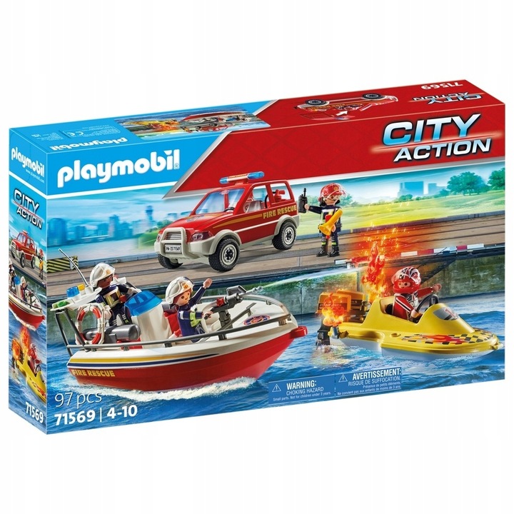 Playmobil 71569 Akcja strażacka w mieście z łodzią motorową