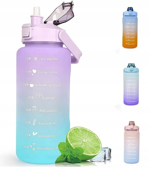 Bidon butelka na wodę dzbanek przenośny ze słomką z podziałką 2l