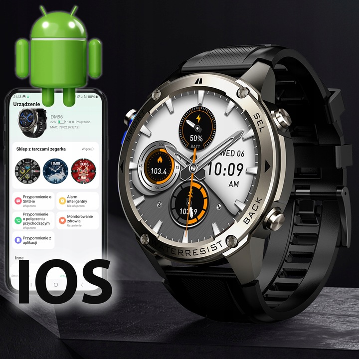 ZEGAREK MĘSKI Z GPS SMARTWATCH PROVENTUS MENU PL WODOODPORNY SPORT ROZMOWY
