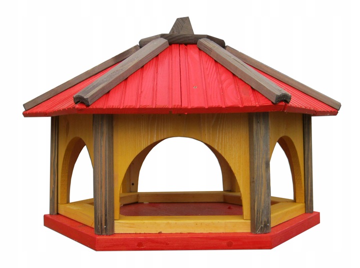 Duży karmnik dla ptaków z drewna do ogrodu K60 XXL