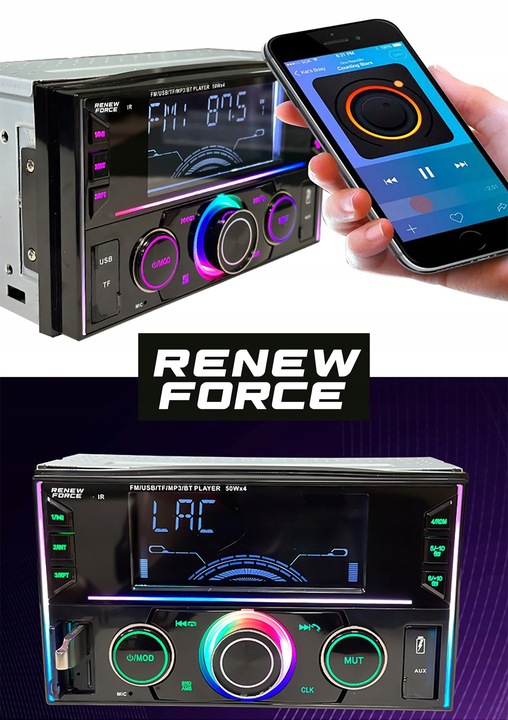 Radio Samochodowe Bluetooth 2-DIN USB SD MP3 RDS LCD AUX Pilot RGB Mikrofon