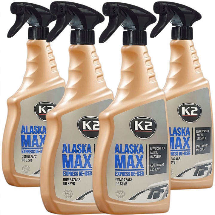 4x Odmrażacz Do Szyb Samochodowych Zestaw K2 Alaska Max 700 ml Zimowy Płyn