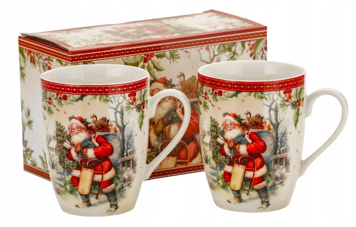 2x Kubek świąteczny 360 ml Boże Narodzenie Mikołaj Zestaw