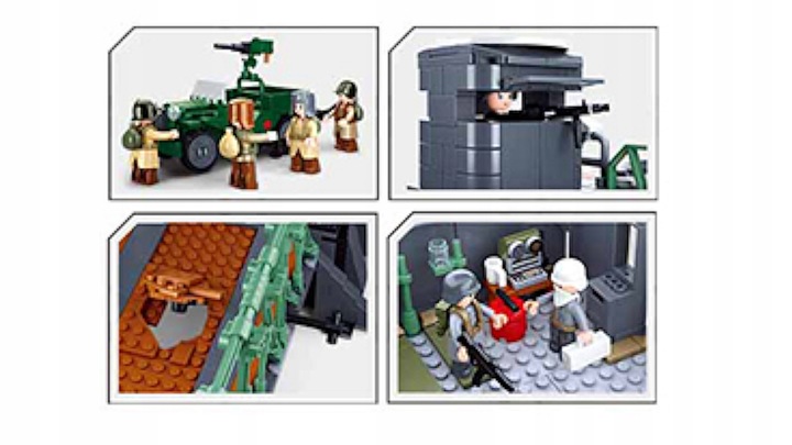 Klocki Bitwa Na Moście Jeep W Pułapce Armia Wojsko BUNKIER DZIAŁO 8 FIGUREK