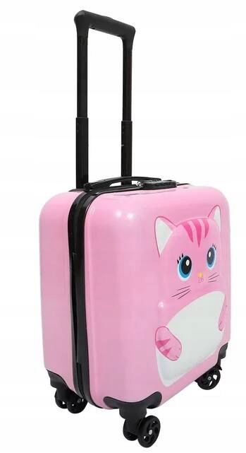 KOT KOTEK WALIZKA 3D DZIECIĘCA BAGAŻ SZYFR DLA DZIECI 4 KÓŁKA