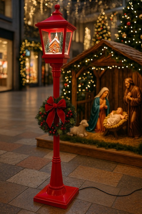 LATARNIA DEKORACJA Z POZYTYWKĄ LED ŚWIĄTECZNY DOM OGRÓD BOŻE NARODZENIE