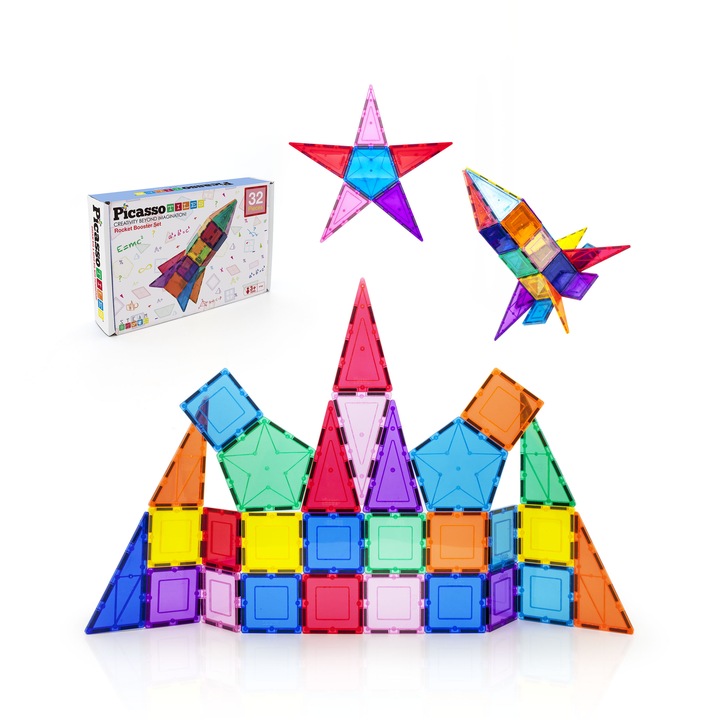 Klocki magnetyczne konstrukcyjne dla dzieci duże edukacyjne budowlane 32 el