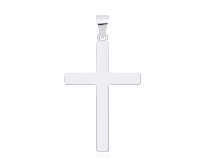 Srebrny Krzyżyk Męski Gładki + Grawer pr. 925 Duży Krzyż Na Łańcuszek