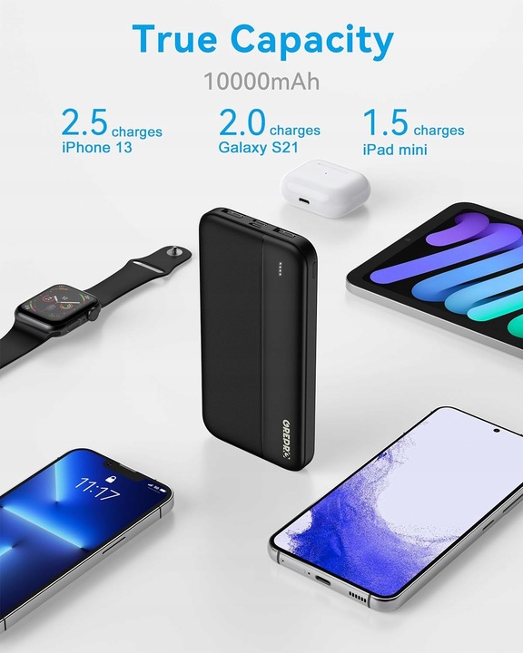 Power Bank 10000 mAh USB-C, MICRO USB, 2 x USB