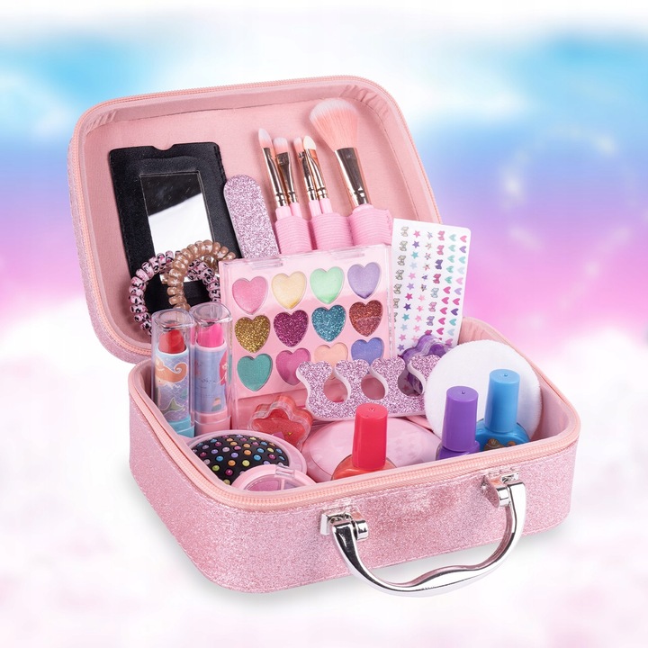 Kuferek z kosmetykami dla dzieci Zestaw kosmetyków MAKE UP MALOWIDŁA makija