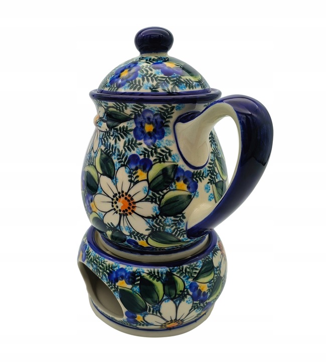 CZAJNIK Z PODGRZEWACZEM CERAMIKA BOLESŁAWIEC