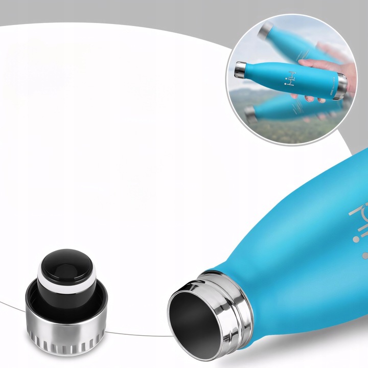 Kubek Termiczny Termos na Kawę Herbatę ze Stali Nierdzewnej Niebieska 750ml