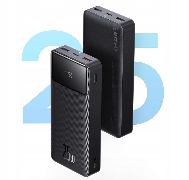 SZYBKI POWERBANK BASEUS 20000MAH 25W PD 3x USB USB-C 3A QC 3.0 UNIWERSALNY
