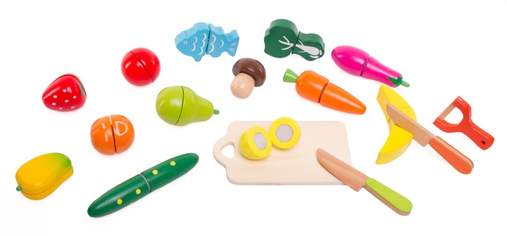 Drewniane Warzywa Owoce do Krojenia Zestaw na Rzep 17 elementów