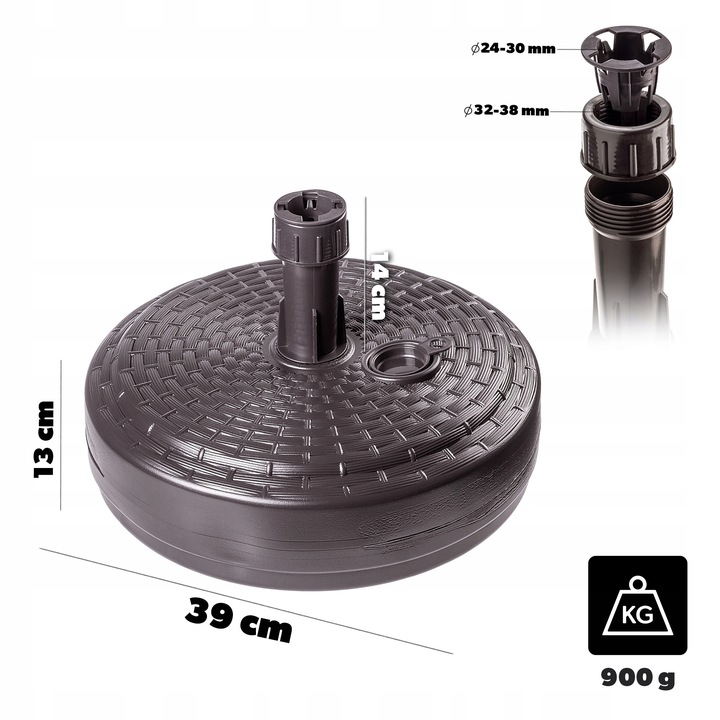 PODSTAWA PARASOLA STOJAK POD PARASOL OGRODOWY OKRĄGŁY 39cm OBCIĄŻNIK BRĄZ