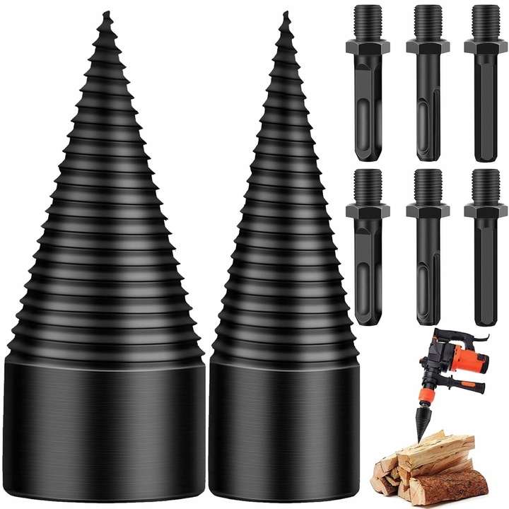 Świder do Drewna Opałowego Wiertło Stożek Łuparka 32 mm 42 mm + Rękawiczki