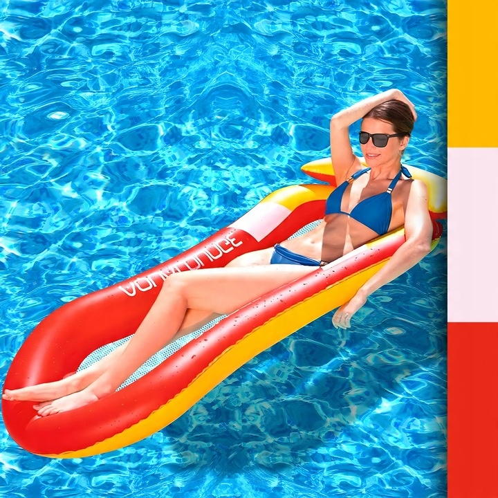 MATERAC DMUCHANY Z SIATKĄ DO PŁYWANIA LEŻAK PLAŻOWY NA BASEN HAMAK WODNY