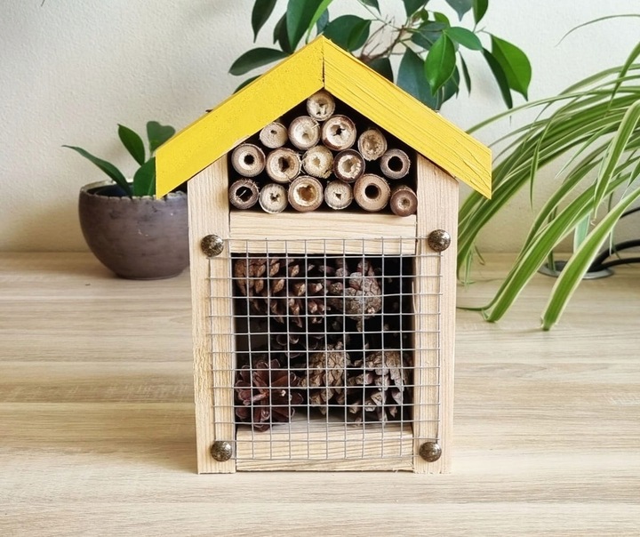Domek, hotel dla owadów Toraf DIY1 żółty - do samodzielnego złożenia