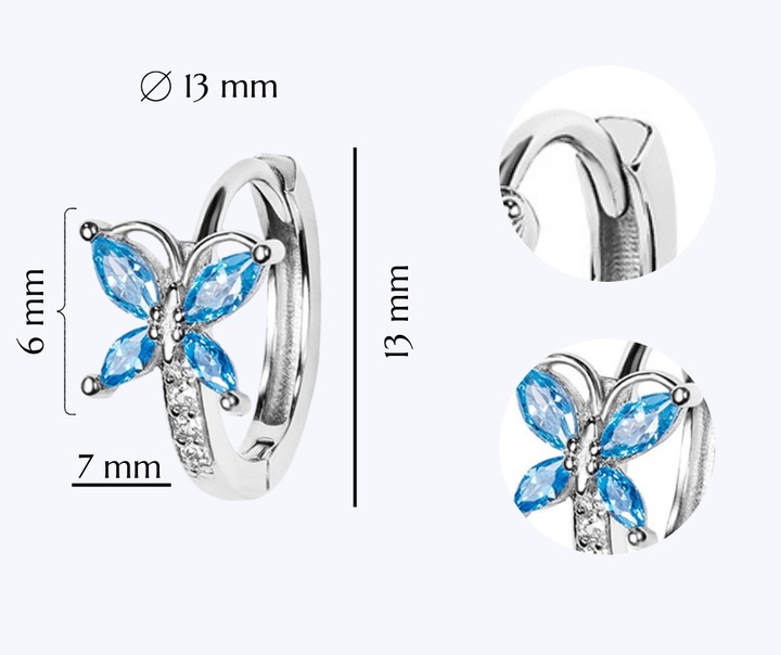 SREBRNE KOLCZYKI DLA DZIEWCZYNKI KÓŁKA Z MOTYLKIEM SREBRO 925 NA URODZINY