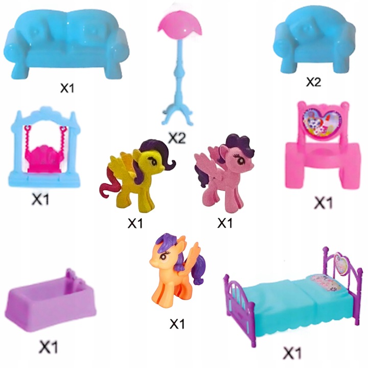 DOMEK DLA LALEK KUCYKI VILLA MEBLE FIGURKI WOOPIE