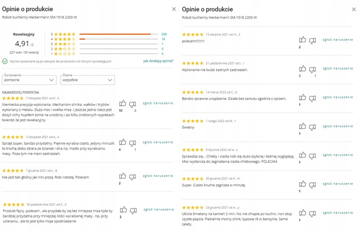 ROBOT KUCHENNY PLANETARNY MIKSER WIELOFUNKCYJNY 2200W HECKERMANN MISA 6,2L