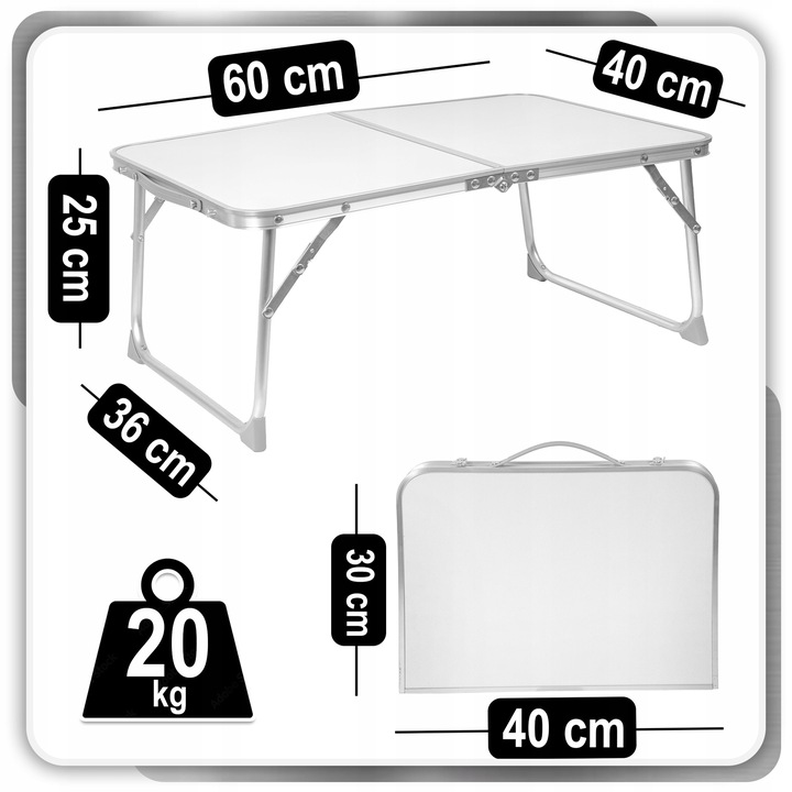 STOLIK TURYSTYCZNY SKŁADANY WALIZKA KEMPINGOWY NA RYBY BIWAK 60X40X25 -S-