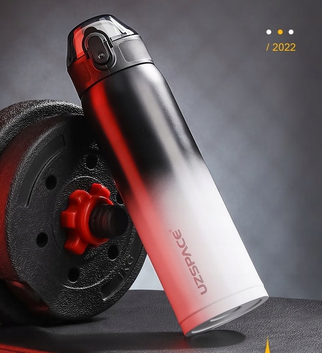 KUBEK TERMICZNY TERMOS DO KAWY HERBATY 500ML BUTELKA CZARNO-BIAŁA