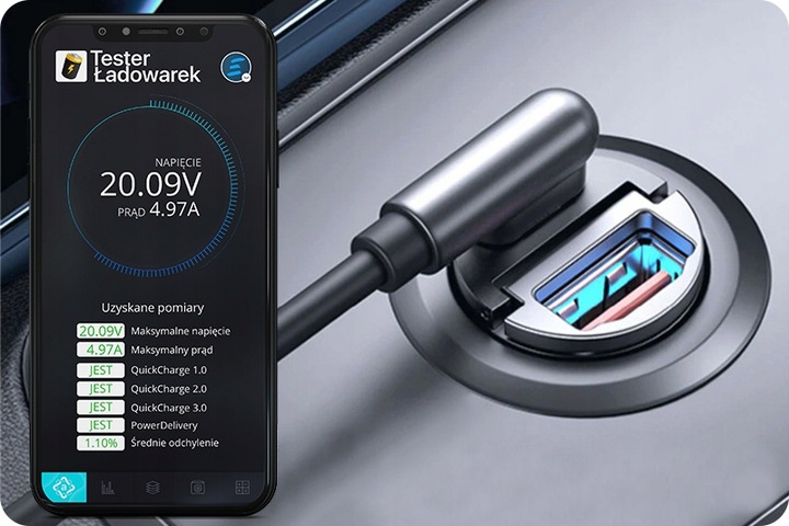 ŁADOWARKA SAMOCHDOWA DO TELEFONU 4xUSB A QC3.0 / USB C 20W KABEL 3W1 60W