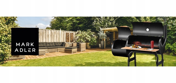 GRILL WĘGLOWY OGRODOWY WĘDZARNIA MARK ADLER ROAST 7.0 NA KÓŁKACH TERMOMETR