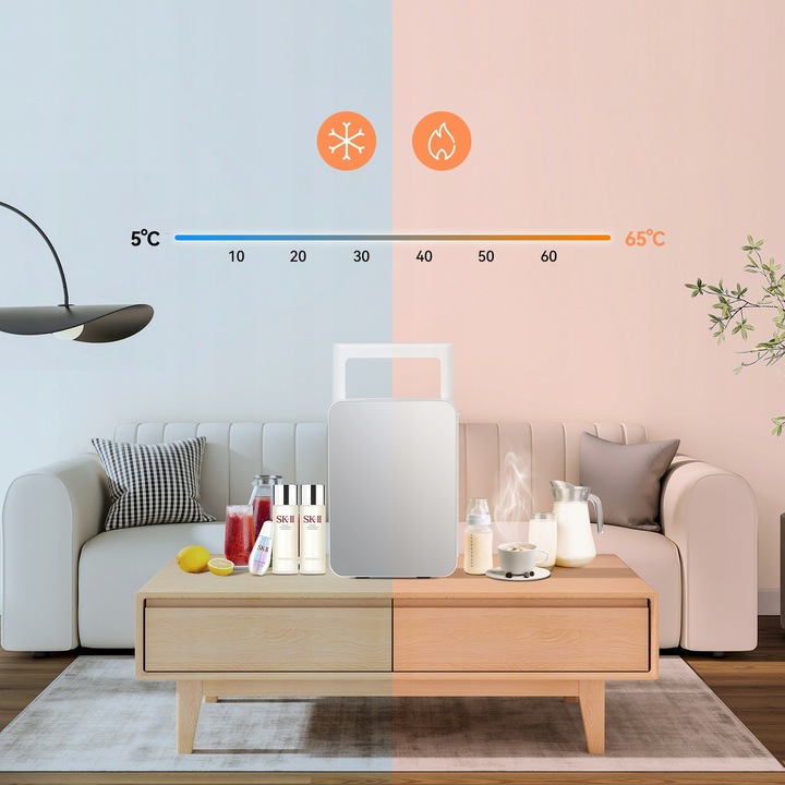 MINI PRZENOŚNA LODÓWKA 10 LITRÓW 12V 230V LUSTRZANA