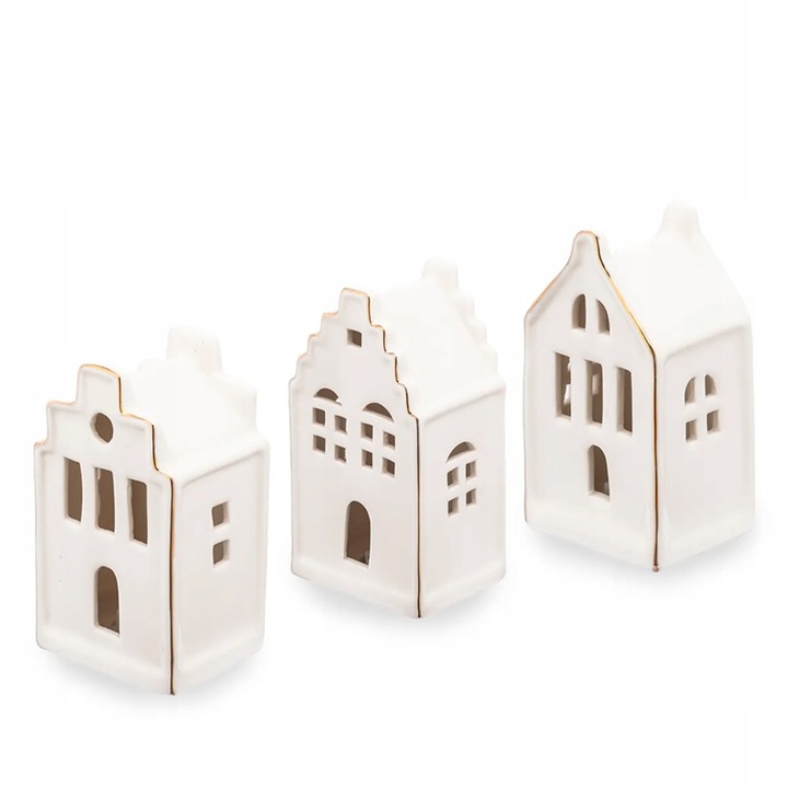 Ozdoby świąteczne Domki Led 3 szt świeczniki Altom Design Prezent Mikołajki