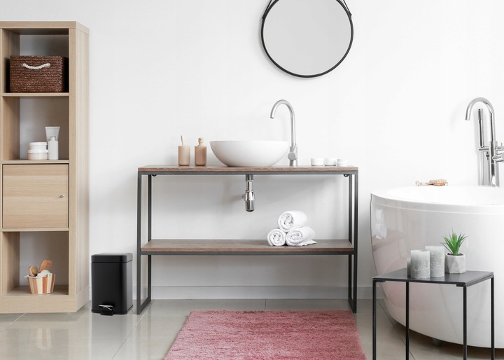 Kosz na śmieci 3L łazienkowy do WC łazienki toalety WOLNY OPAD czarny