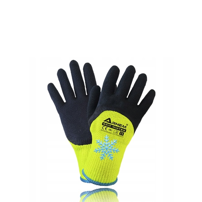 12 PAR Rękawice Robocze Ocieplane Ochronne BHP Grube Zimowe Latex Ciepłe 10