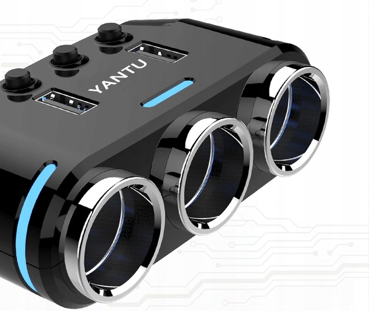 TRÓJNIK ROZGAŁĘŹNIK ZAPALNICZKI WOLTOMIERZ 2x USB