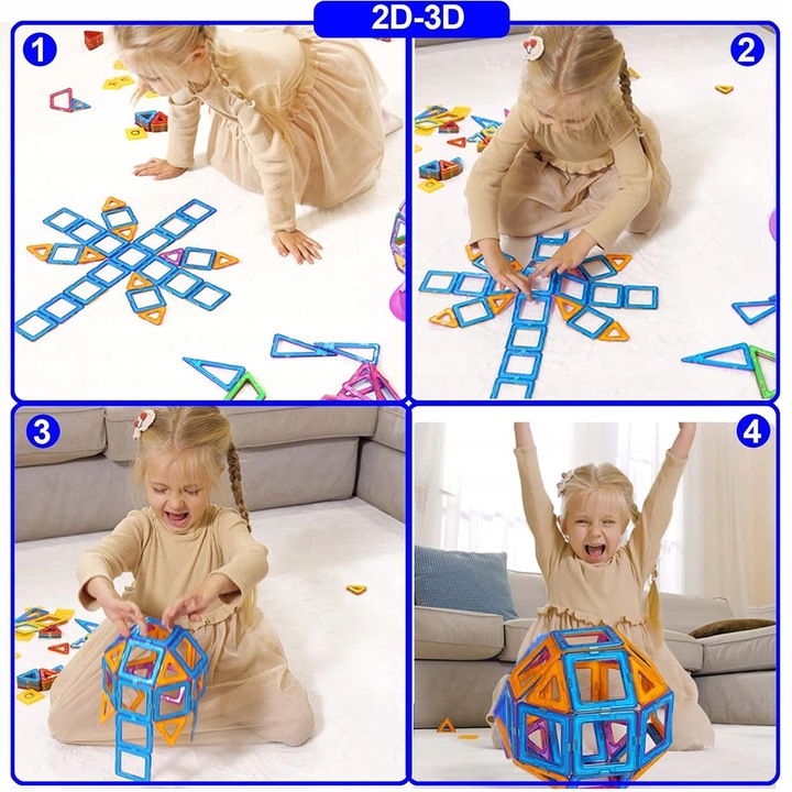 DUŻE KLOCKI MAGNETYCZNE KAFELKI zestaw XXL 174 el Rainbow Magnetic Tiles