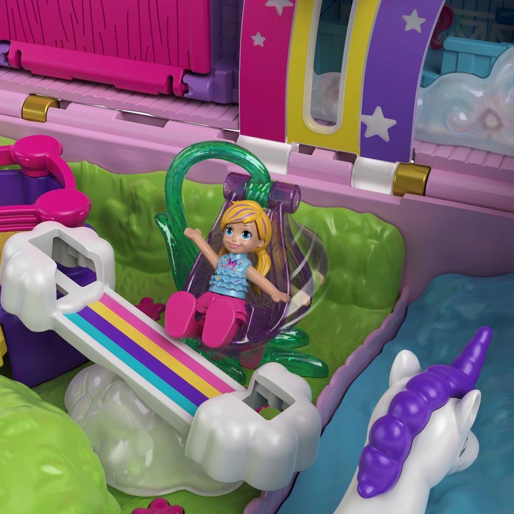 POLLY POCKET JEDNOROŻEC WALIZKA PINIATA UNICORN PARTY ZESTAW FIGURKI GVL88