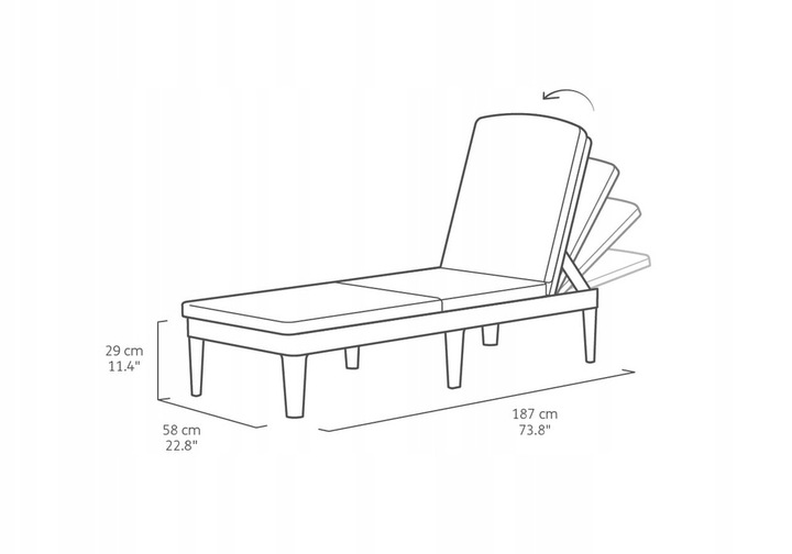Leżak Ogrodowy Plażowy Basenowy na Taras JAIPUR BRĄZ