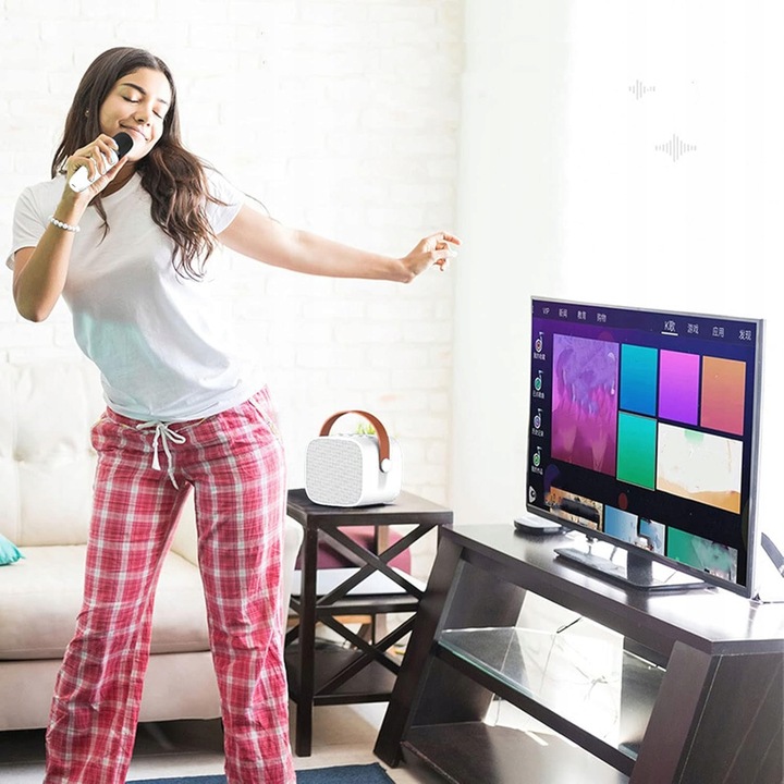 ZESTAW DO KARAOKE BEZPRZEWODOWY MINI GŁOŚNIK BLUETOOTH MIKROFON DLA DZIECI