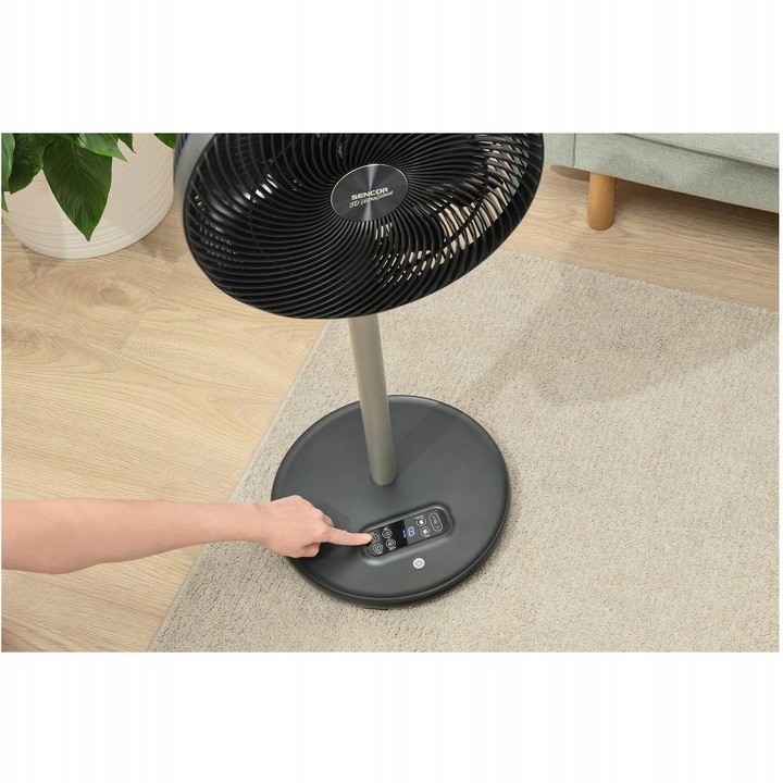 Wentylator podłogowy 3D Sencor SFN 3040BK 30cm z pilotem i aplikacją cichy