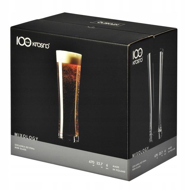 Szklanki do piwa Mixology KROSNO klepsydra smukłe pszeniczne białe Weizen